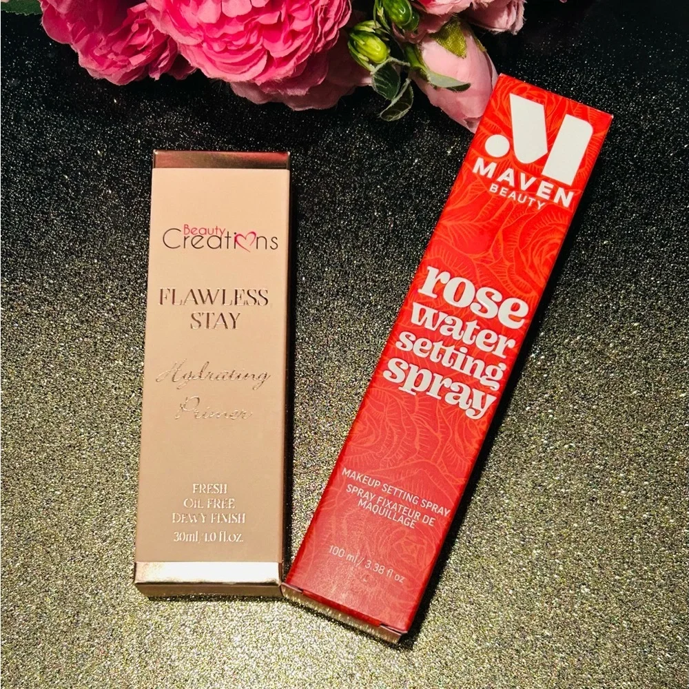 🌹 MAVEN BEAUTY Rose Water Setting Spray + Beauty Creations FLAWLESS STAY PRIMER